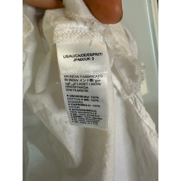 rare/self All-Gender Pieced Cotton Button Down Shirt white asymmetrical hem Med - Picture 6 of 9